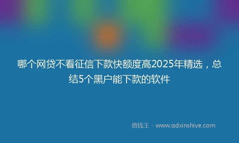 哪个网贷不看征信下款快额度高2025年精选，总结5个黑户能下款的软件
