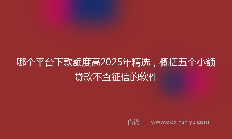 哪个平台下款额度高2025年精选，概括五个小额贷款不查征信的软件