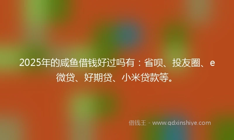 2025年的咸鱼借钱好过吗有：省呗、投友圈、e微贷、好期贷、小米贷款等。