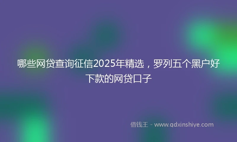 哪些网贷查询征信2025年精选，罗列五个黑户好下款的网贷口子