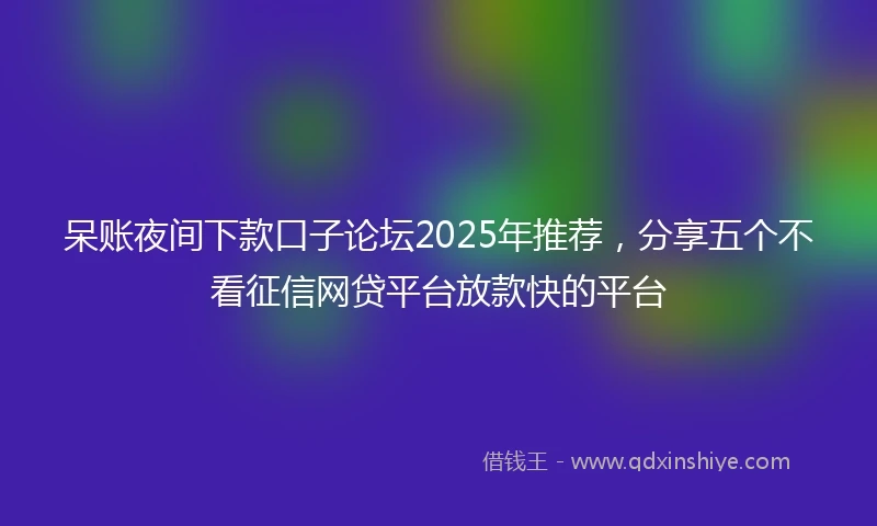 呆账夜间下款口子论坛2025年推荐，分享五个不看征信网贷平台放款快的平台