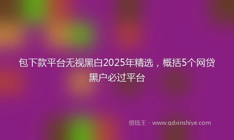 包下款平台无视黑白2025年精选，概括5个网贷黑户必过平台