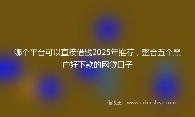 哪个平台可以直接借钱2025年推荐，整合五个黑户好下款的网贷口子