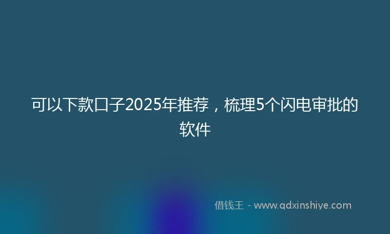 可以下款口子2025年推荐,梳理5个闪电审批的软件
