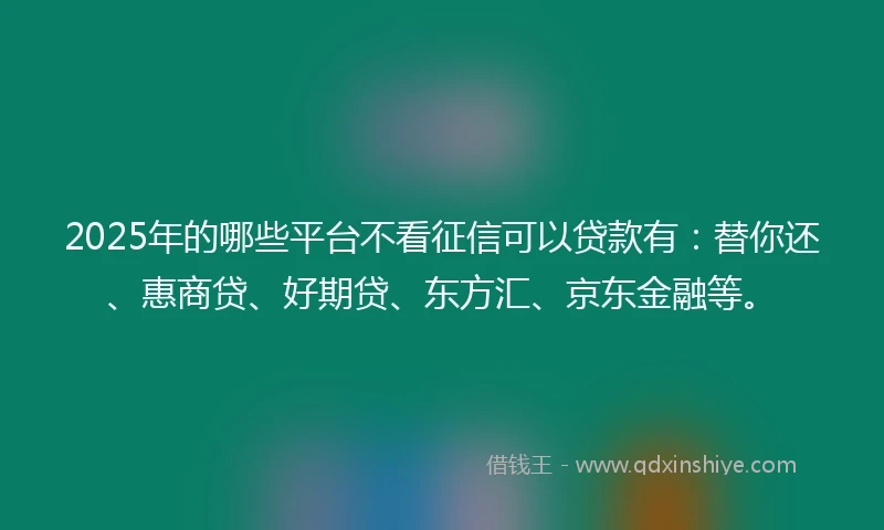 2025年的哪些平台不看征信可以贷款有：替你还、惠商贷、好期贷、东方汇、京东金融等。