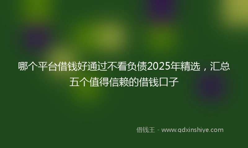 哪个平台借钱好通过不看负债2025年精选，汇总五个值得信赖的借钱口子