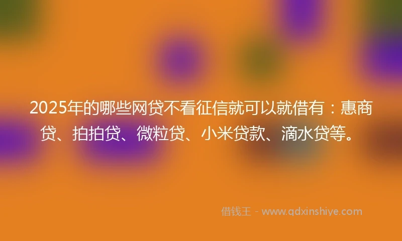2025年的哪些网贷不看征信就可以就借有：惠商贷、拍拍贷、微粒贷、小米贷款、滴水贷等。