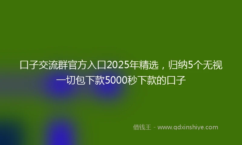 口子交流群官方入口2025年精选，归纳5个无视一切包下款5000秒下款的口子