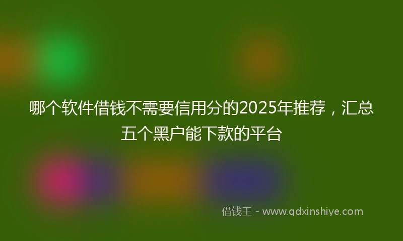 哪个软件借钱不需要信用分的2025年推荐，汇总五个黑户能下款的平台