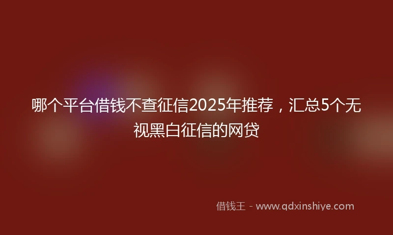 哪个平台借钱不查征信2025年推荐，汇总5个无视黑白征信的网贷
