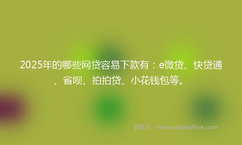 2025年的哪些网贷容易下款有：e微贷、快贷通、省呗、拍拍贷、小花钱包等。