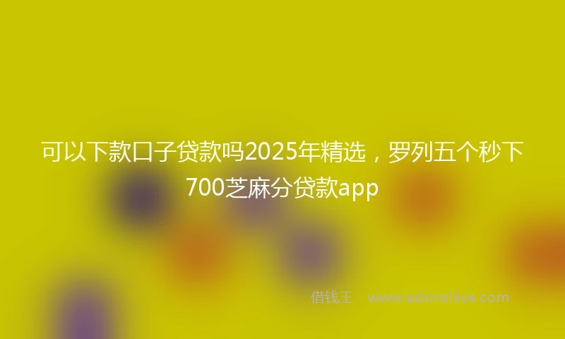 可以下款口子贷款吗2025年精选，罗列五个秒下700芝麻分贷款app