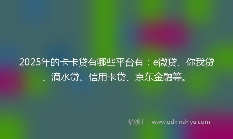 2025年的卡卡贷有哪些平台有：e微贷、你我贷、滴水贷、信用卡贷、京东金融等。