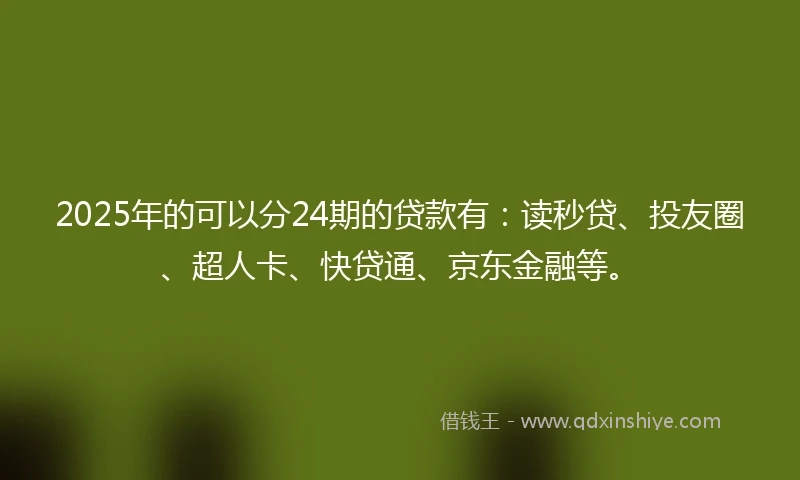 2025年的可以分24期的贷款有:读秒贷、投友圈、超人卡、快贷通、京东金融等。