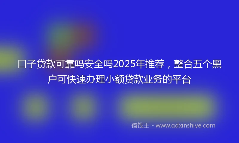 口子贷款可靠吗安全吗2025年推荐，整合五个黑户可快速办理小额贷款业务的平台
