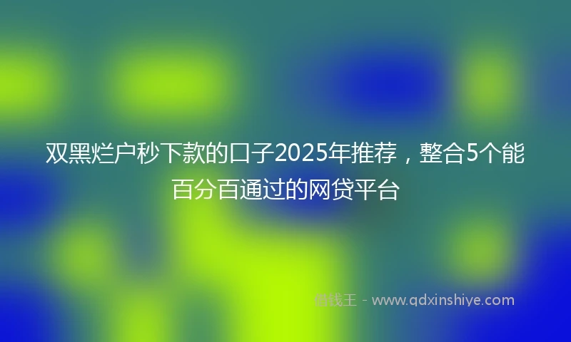 双黑烂户秒下款的口子2025年推荐，整合5个能百分百通过的网贷平台