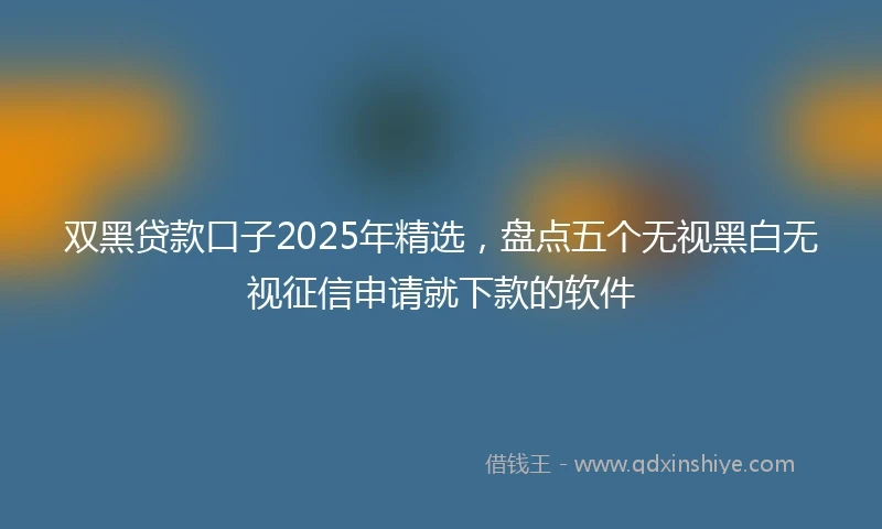 双黑贷款口子2025年精选，盘点五个无视黑白无视征信申请就下款的软件