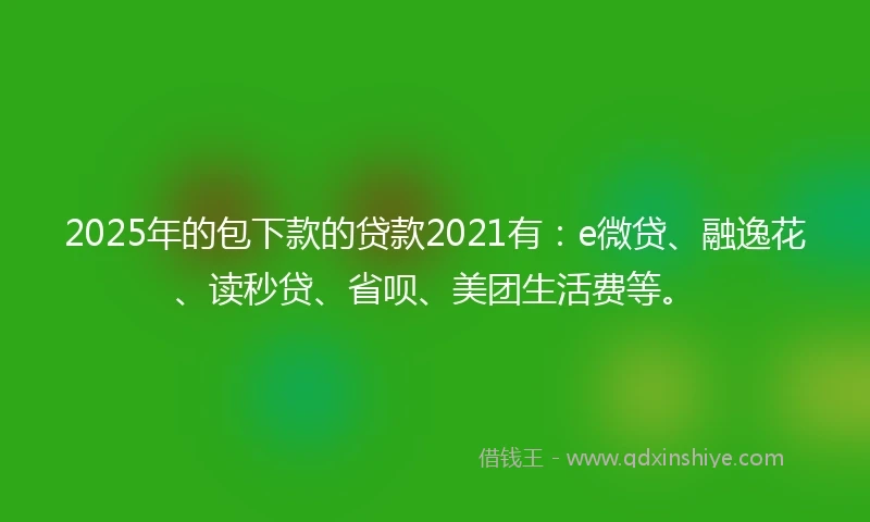 2025年的包下款的贷款2021有：e微贷、融逸花、读秒贷、省呗、美团生活费等。
