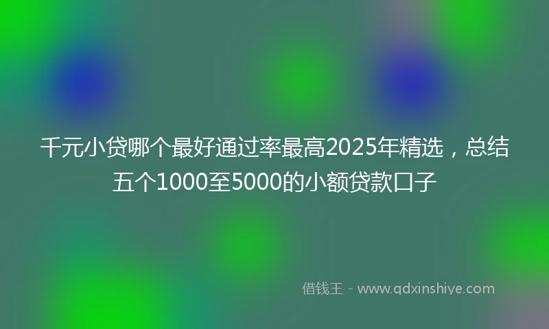 千元小贷哪个最好通过率最高2025年精选，总结五个1000至5000的小额贷款口子