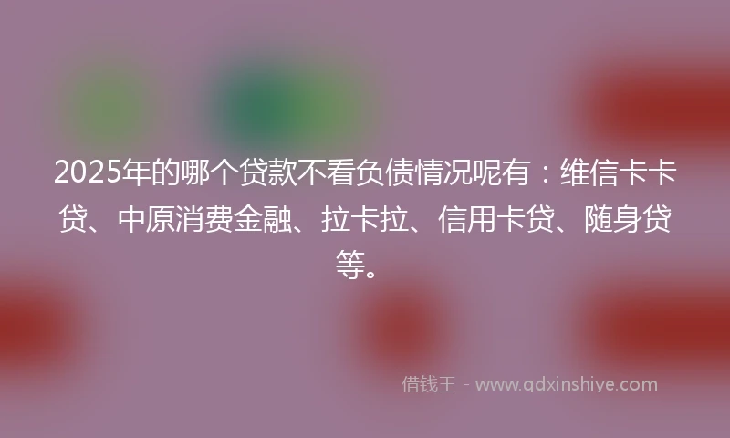 2025年的哪个贷款不看负债情况呢有：维信卡卡贷、中原消费金融、拉卡拉、信用卡贷、随身贷等。