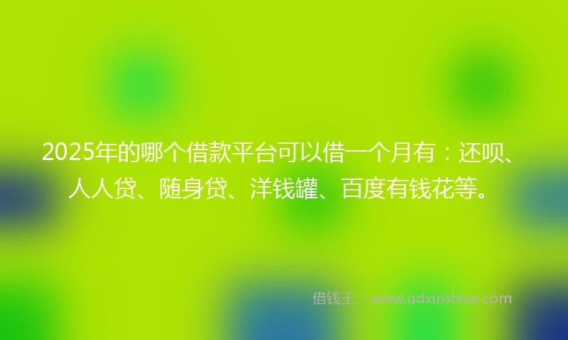 2025年的哪个借款平台可以借一个月有：还呗、人人贷、随身贷、洋钱罐、百度有钱花等。