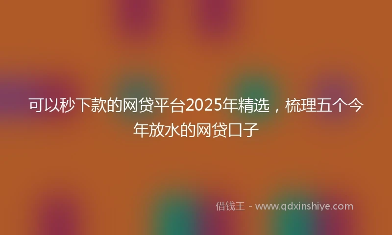 可以秒下款的网贷平台2025年精选，梳理五个今年放水的网贷口子