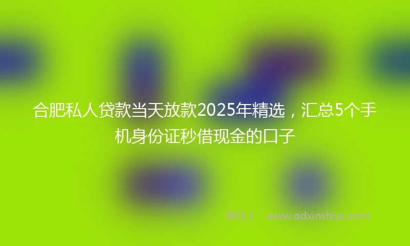 合肥私人贷款当天放款2025年精选，汇总5个手机身份证秒借现金的口子