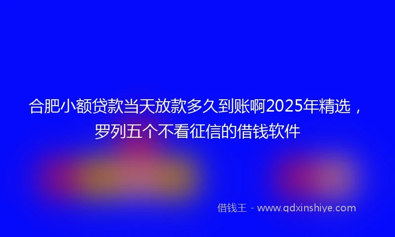 合肥小额贷款当天放款多久到账啊2025年精选，罗列五个不看征信的借钱软件
