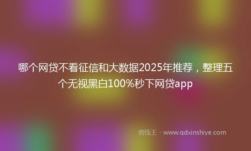 哪个网贷不看征信和大数据2025年推荐，整理五个无视黑白100%秒下网贷app