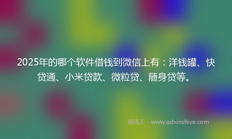 2025年的哪个软件借钱到微信上有：洋钱罐、快贷通、小米贷款、微粒贷、随身贷等。