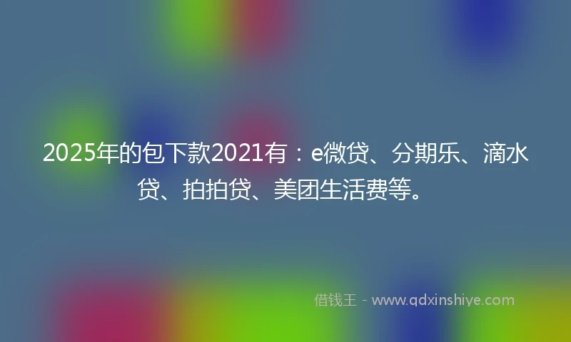 2025年的包下款2021有：e微贷、分期乐、滴水贷、拍拍贷、美团生活费等。