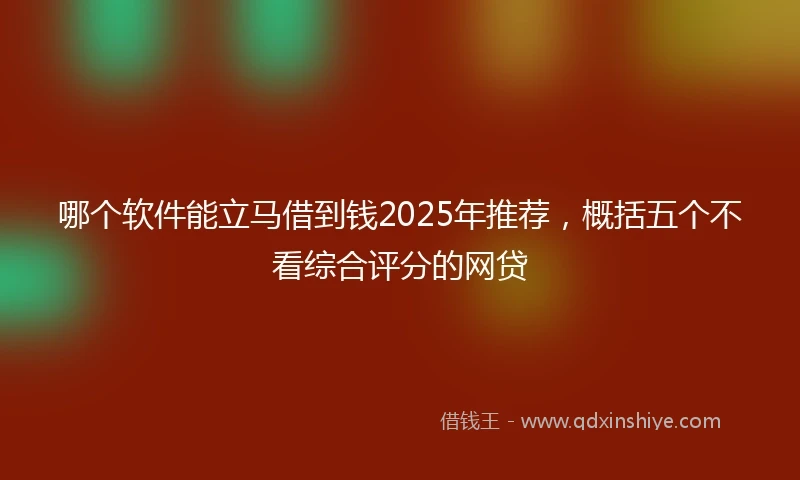 哪个软件能立马借到钱2025年推荐，概括五个不看综合评分的网贷