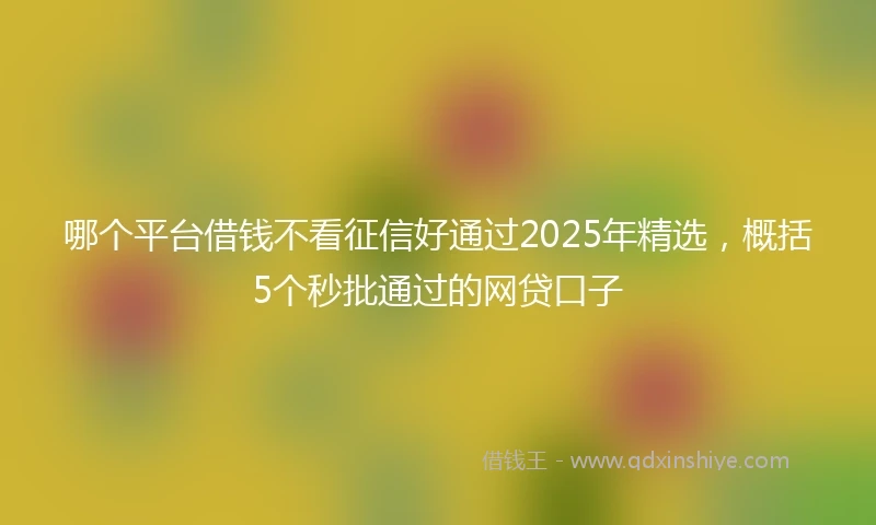 哪个平台借钱不看征信好通过2025年精选，概括5个秒批通过的网贷口子