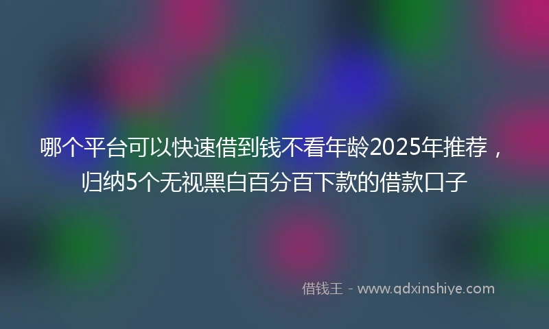 哪个平台可以快速借到钱不看年龄2025年推荐，归纳5个无视黑白百分百下款的借款口子