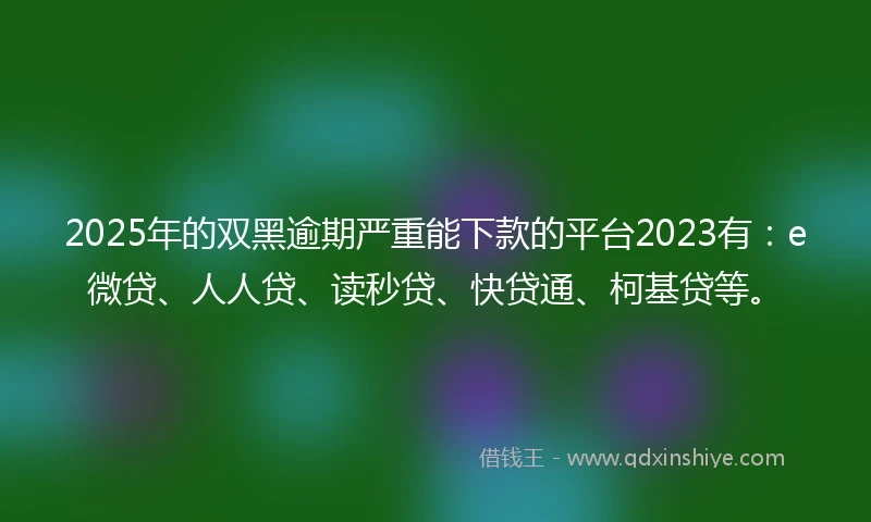 2025年的双黑逾期严重能下款的平台2023有：e微贷、人人贷、读秒贷、快贷通、柯基贷等。