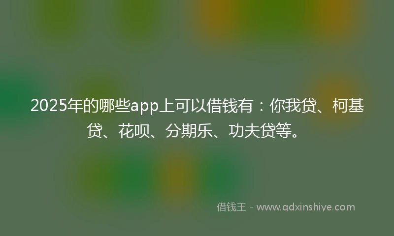 2025年的哪些app上可以借钱有：你我贷、柯基贷、花呗、分期乐、功夫贷等。