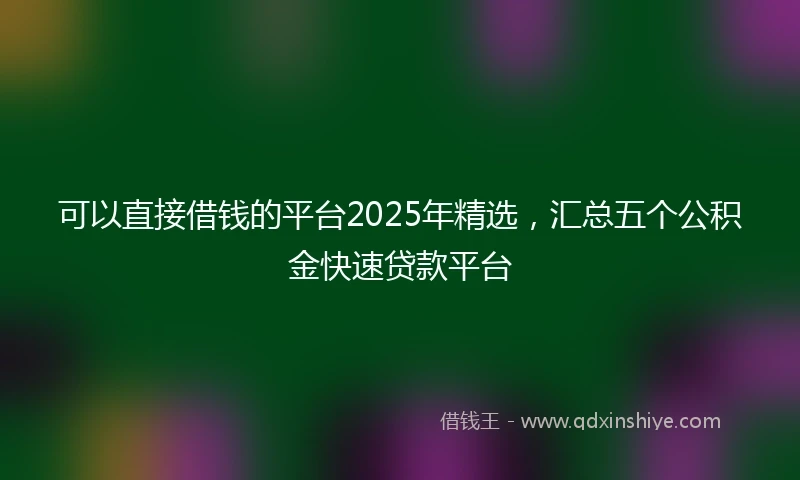 可以直接借钱的平台2025年精选，汇总五个公积金快速贷款平台