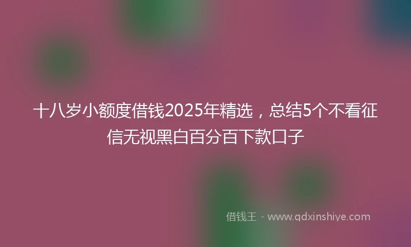 十八岁小额度借钱2025年精选，总结5个不看征信无视黑白百分百下款口子