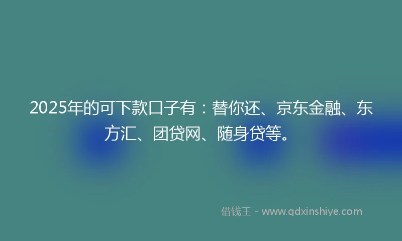 2025年的可下款口子有：替你还、京东金融、东方汇、团贷网、随身贷等。