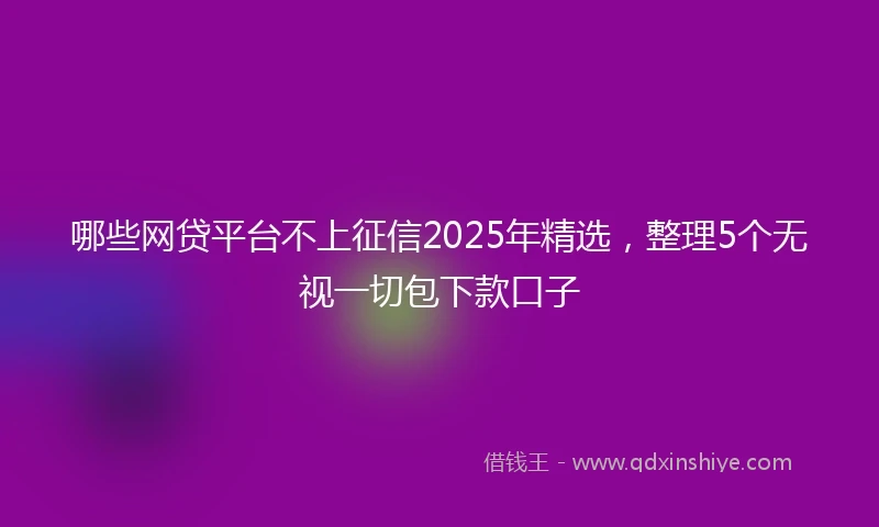 哪些网贷平台不上征信2025年精选，整理5个无视一切包下款口子