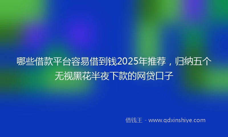 哪些借款平台容易借到钱2025年推荐，归纳五个无视黑花半夜下款的网贷口子
