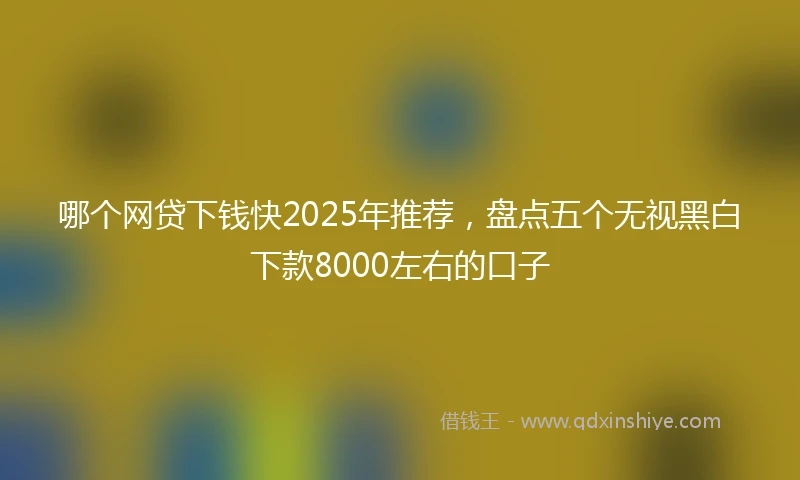 哪个网贷下钱快2025年推荐，盘点五个无视黑白下款8000左右的口子