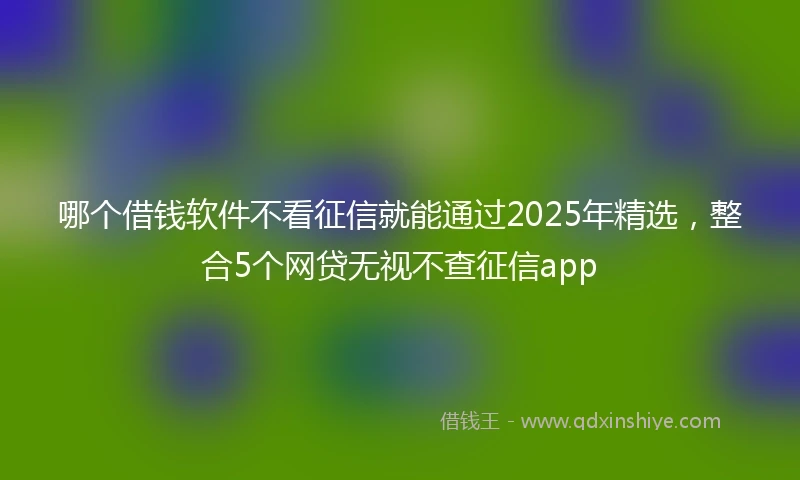 哪个借钱软件不看征信就能通过2025年精选，整合5个网贷无视不查征信app
