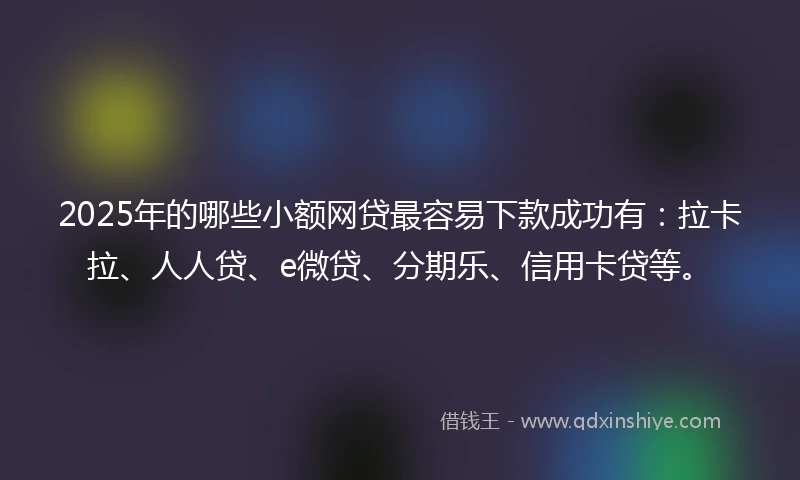 2025年的哪些小额网贷最容易下款成功有：拉卡拉、人人贷、e微贷、分期乐、信用卡贷等。