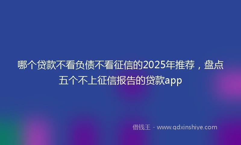 哪个贷款不看负债不看征信的2025年推荐，盘点五个不上征信报告的贷款app