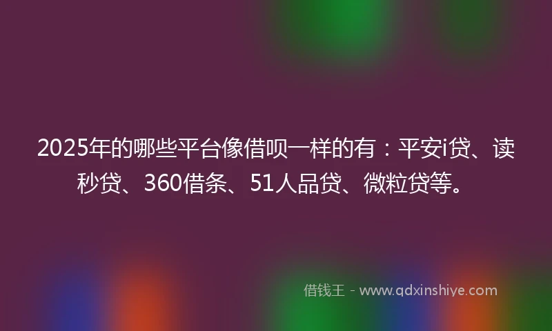 2025年的哪些平台像借呗一样的有：平安i贷、读秒贷、360借条、51人品贷、微粒贷等。