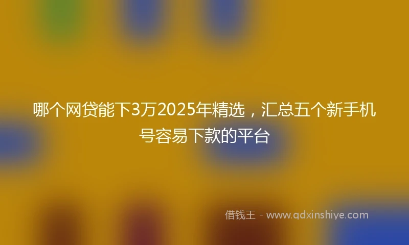 哪个网贷能下3万2025年精选，汇总五个新手机号容易下款的平台