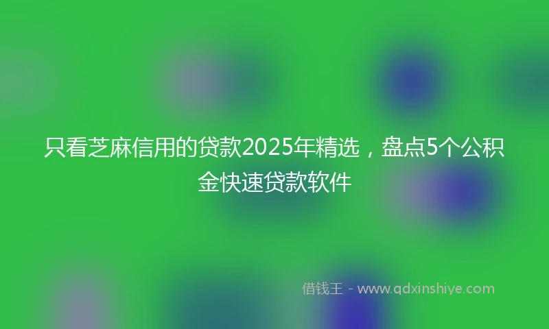 只看芝麻信用的贷款2025年精选，盘点5个公积金快速贷款软件