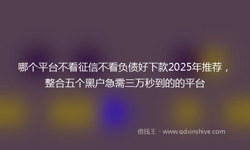 哪个平台不看征信不看负债好下款2025年推荐，整合五个黑户急需三万秒到的的平台