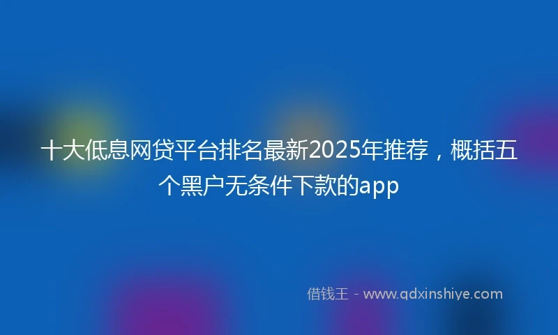 十大低息网贷平台排名最新2025年推荐，概括五个黑户无条件下款的app